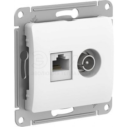 Розетка двойная скрытая компьютерная+ТВ RJ45 5E белый GLOSSA